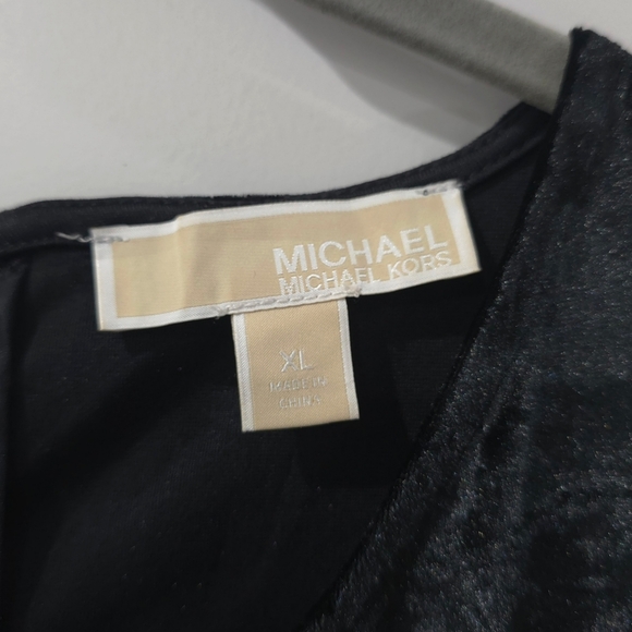 MICHAEL Michael Kors Crushed Black Velvet Bodycon Long Sleeve Dress, Ruffles, XL - Picture 15 of 15